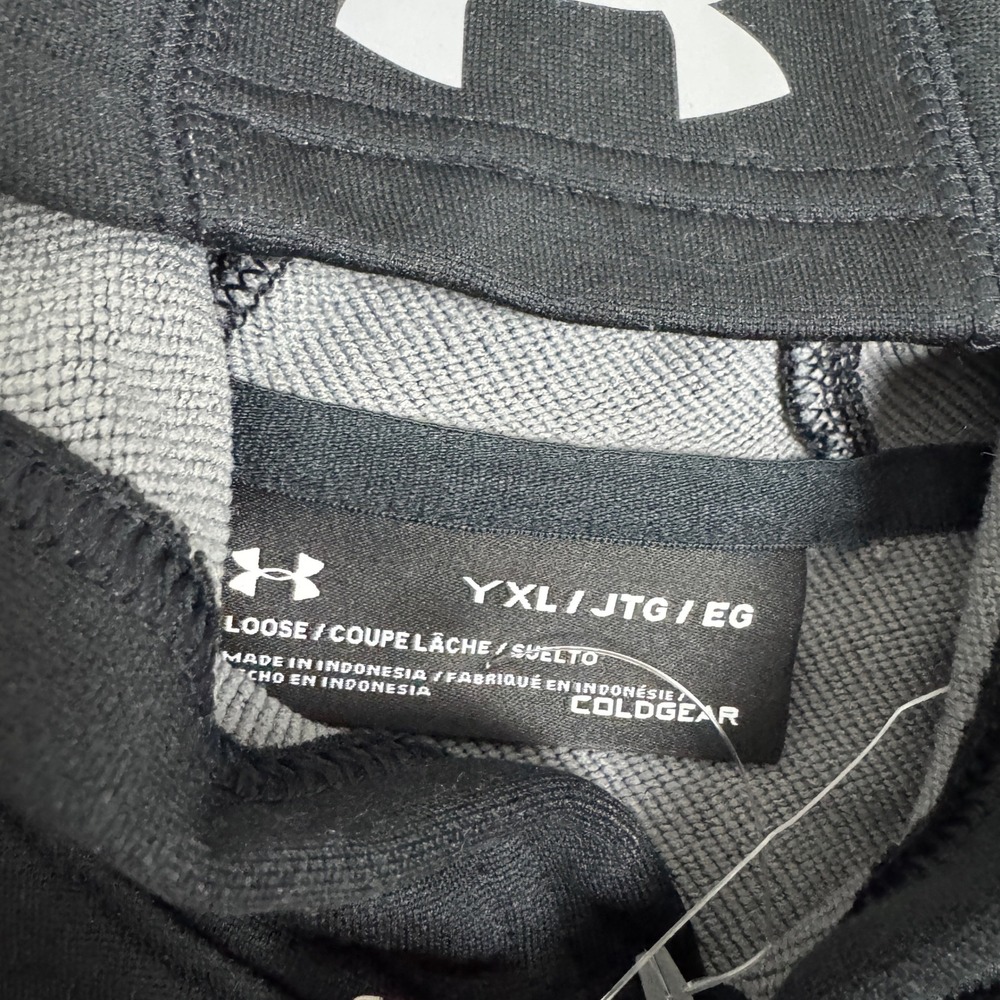 Under Armour Kids ColdGear Sleeveless Hoodie Black Silver Logo YXL NWT - Picture 3 of 5